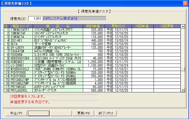 得意先別単価設定